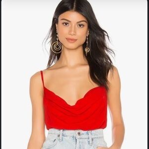 Privacy Please Red Cowl Bodysuit.